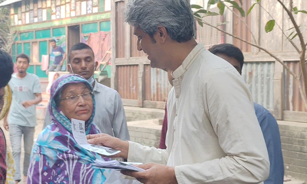 বাঞ্ছারামপুরে গণসংযোগে সুষ্ঠু ও নিরপেক্ষ নির্বাচনের দাবি জানালেন জোনায়েদ সাকি