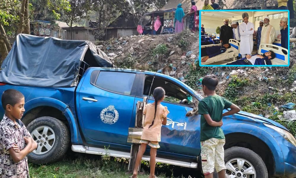 প্রতিমন্ত্রী সাকিকে নিরাপত্তা দিতে যাওয়ার পথে পুলিশের গাড়ি উল্টে আহত ৭