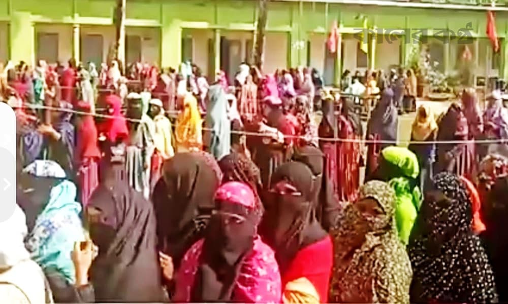 বানারীপাড়ায় নারী ভোটারদের দীর্ঘ লাইন