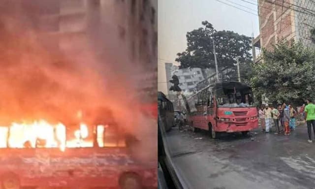 দুই বাসে আগুন