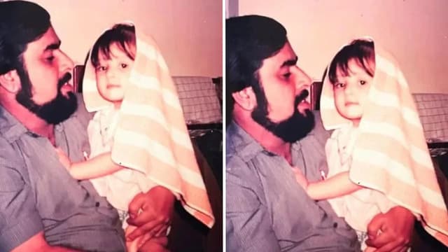 বাবার কোলে ছোট্ট মেয়েটি আজ জনপ্রিয় অভিনেতার স্ত্রী—চিনতে পারছেন?