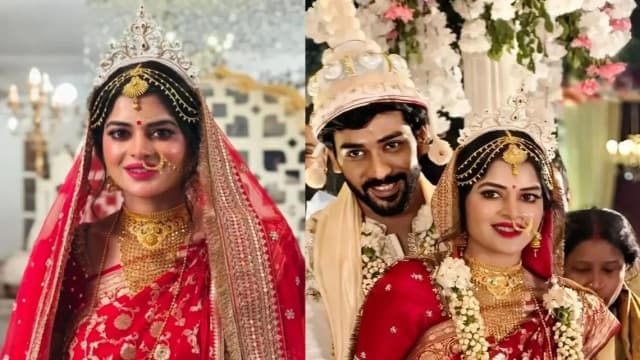 সরস্বতী পূজার রাতে বিয়ের পিঁড়িতে পর্দার ‘পাখি’, নতুন জীবন শুরু মধুমিতা সরকারের